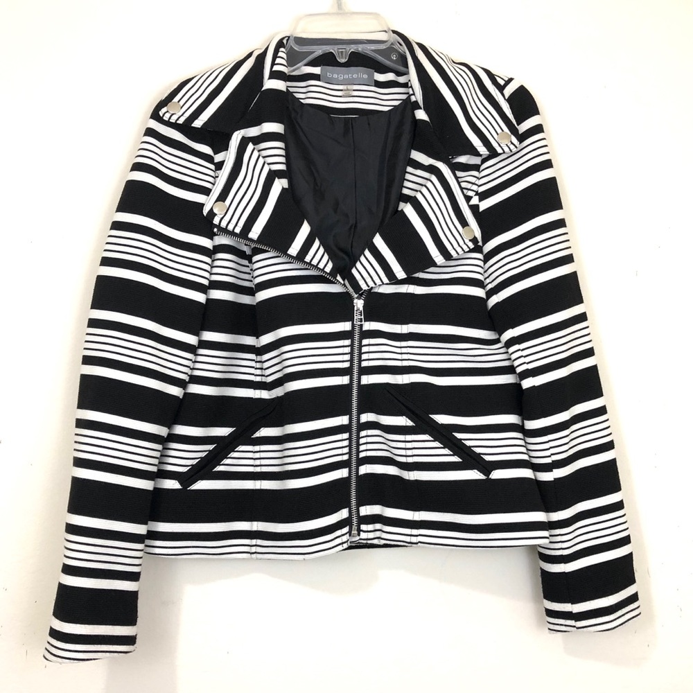 Bagatelle Cotton Striped Moto Jacket